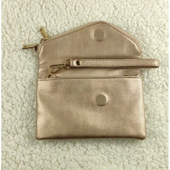 Wristlet by Urban Expression Gold Three-Way Clutch Certified Vegan Evening or Da - Picture 12 of 15